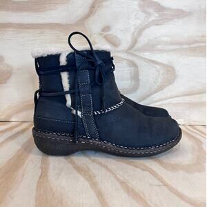 UGG Navy Winter Boots with Shearling Trim